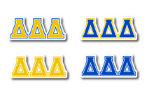 Load image into Gallery viewer, Sticker Sheet | Delta Delta Delta | Set of 3 inch Sorority Greek Letters stickers 6 X 8