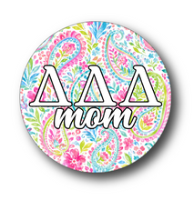 Load image into Gallery viewer, Delta Delta Delta MOM Paisley2 Pin Back Button