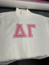 Load image into Gallery viewer, Mock Neck Sorority Greek Letters Oversized Cream Sweatshirt Delta Gamma