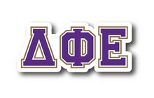Load image into Gallery viewer, Delta Phi Epsilon Greek Letters Sorority Refrigerator Magnet 4 x 2 inches