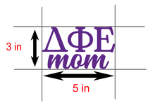 Load image into Gallery viewer, D Phi E | Delta Phi Epsilon Mom | Greek Letters | Vinyl Decal | Car Decal | Laptop Decal | Transfer Decal