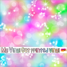 Load image into Gallery viewer, Printed Vinyl | Unicorn Bokeh C | Permanent Removable Adhesive | Permanent Glitter Adhesive | HTV | Glitter HTV | 12 x 12 inches | ONE Sheet