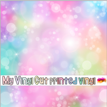 Load image into Gallery viewer, Printed Vinyl | Unicorn Bokeh D | Permanent Removable Adhesive | Permanent Glitter Adhesive | HTV | Glitter HTV | 12 x 12 inches | ONE Sheet