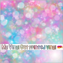 Load image into Gallery viewer, Printed Vinyl | Unicorn Bokeh E | Permanent Removable Adhesive | Permanent Glitter Adhesive | HTV | Glitter HTV | 12 x 12 inches | ONE Sheet
