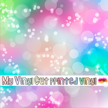 Load image into Gallery viewer, Printed Vinyl | Unicorn Bokeh H | Permanent Removable Adhesive | Permanent Glitter Adhesive | HTV | Glitter HTV | 12 x 12 inches | ONE Sheet