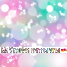 Load image into Gallery viewer, Printed Vinyl | Unicorn Bokeh P | Permanent Removable Adhesive | Permanent Glitter Adhesive | HTV | Glitter HTV | 12 x 12 inches | ONE Sheet