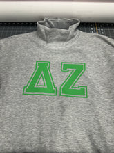 Load image into Gallery viewer, Mock Neck Sorority Greek Letters Oversized Heather Gray Sweatshirt Delta Zeta