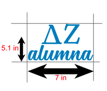 Load image into Gallery viewer, DZ Alumna | Delta Zeta | Vinyl Decal | Car Decal | Laptop Decal | Transfer Decal |