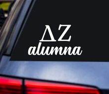 Load image into Gallery viewer, DZ Alumna | Delta Zeta | Vinyl Decal | Car Decal | Laptop Decal | Transfer Decal |