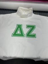 Load image into Gallery viewer, Mock Neck Sorority Greek Letters Oversized Cream Sweatshirt Delta Zeta