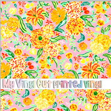 Load image into Gallery viewer, Printed Vinyl &amp; HTV Fleur Yellow Pattern 12 x 12 inch sheet