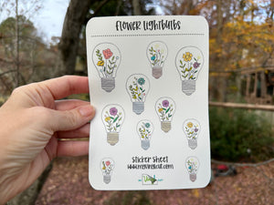 Sticker Sheet 92 Set of little planner stickers Flower Lightbulbs