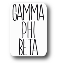 Load image into Gallery viewer, Sorority Sticker | Gamma Phi Beta | GPB_J | Tall Skinny Stack Lettering | Waterproof Vinyl Sticker | Permanent