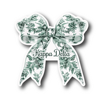 Load image into Gallery viewer, Sticker | KD_E | Kappa Delta Toile Bow | Waterproof Vinyl Sticker | White | Clear | Permanent | Removable | Window Cling | Glitter | Holographic