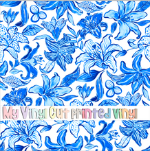 Load image into Gallery viewer, Printed Vinyl &amp; HTV Lillybelle Blue Pattern 12 x 12 inch sheet