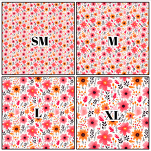 Load image into Gallery viewer, Printed Vinyl | Pink and Orange Flowers | Permanent Removable Adhesive | Permanent Glitter Adhesive | HTV | Glitter HTV | 12 x 12 inches | ONE Sheet