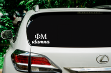 Load image into Gallery viewer, PM | Phi Mu Alumna | Greek Letters | Vinyl Decal | Car Decal | Laptop Decal | Transfer Decal