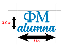 Load image into Gallery viewer, PM | Phi Mu Alumna | Greek Letters | Vinyl Decal | Car Decal | Laptop Decal | Transfer Decal