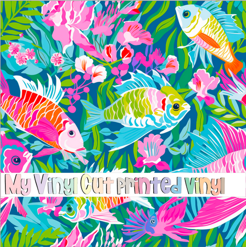 Printed Vinyl & HTV Preppy Beach House B Pattern 12 x 12 inch sheet