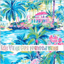 Load image into Gallery viewer, Printed Vinyl &amp; HTV Preppy Beach House E Pattern 12 x 12 inch sheet