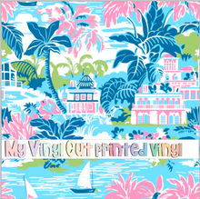 Load image into Gallery viewer, Printed Vinyl &amp; HTV Preppy Beach House T Pattern 12 x 12 inch sheet