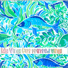 Load image into Gallery viewer, Printed Vinyl &amp; HTV Preppy Fish A Pattern 12 x 12 inch sheet