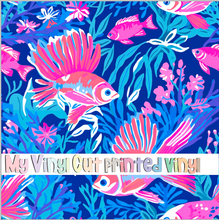 Load image into Gallery viewer, Printed Vinyl &amp; HTV Preppy Fish B Pattern 12 x 12 inch sheet