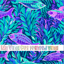 Load image into Gallery viewer, Printed Vinyl &amp; HTV Preppy Fish D Pattern 12 x 12 inch sheet