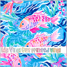 Load image into Gallery viewer, Printed Vinyl &amp; HTV Preppy Fish H Pattern 12 x 12 inch sheet