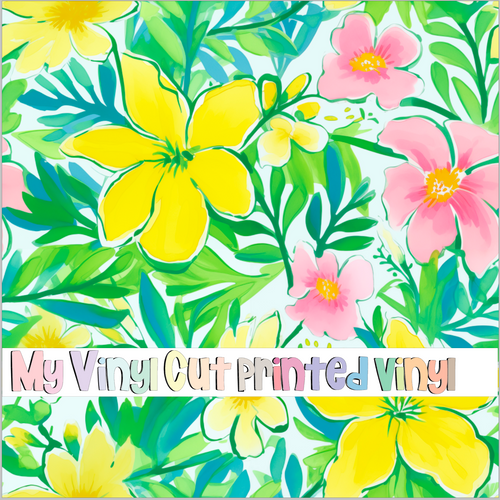 Printed Vinyl & HTV Preppy Floral H Pattern 12 x 12 inch sheet