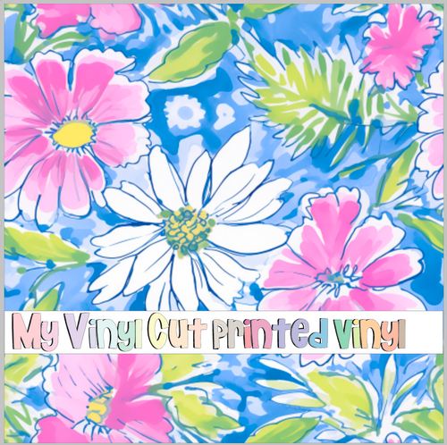 Printed Vinyl & HTV Preppy Floral J Pattern 12 x 12 inch sheet