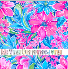 Load image into Gallery viewer, Printed Vinyl &amp; HTV Preppy Florals J Pattern 12 x 12 inch sheet