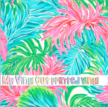 Load image into Gallery viewer, Printed Vinyl &amp; HTV Preppy Fronds K Pattern 12 x 12 inch sheet