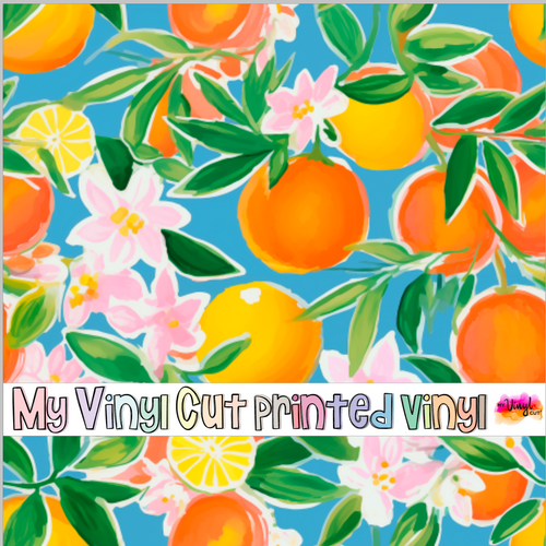 Printed Vinyl & HTV Preppy Fruit R Pattern 12 x 12 inch sheet