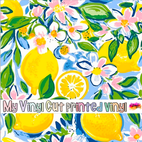 Printed Vinyl & HTV Preppy Lemons B Pattern 12 x 12 inch sheet