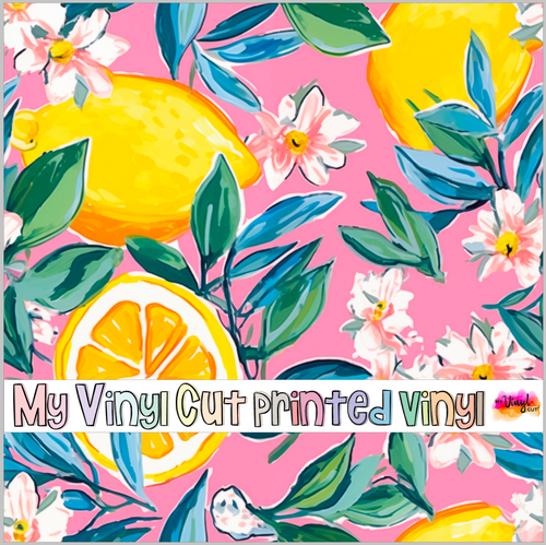 Printed Vinyl & HTV Preppy Lemons E Pattern 12 x 12 inch sheet