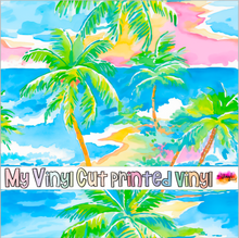 Load image into Gallery viewer, Printed Vinyl &amp; HTV Preppy Vacation H Pattern 12 x 12 inch sheet