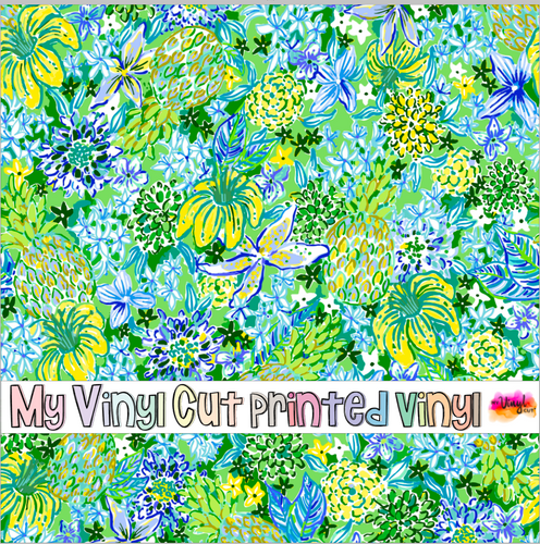 Printed Vinyl & HTV Punchin Pineapples Pattern 12 x 12 inch sheet