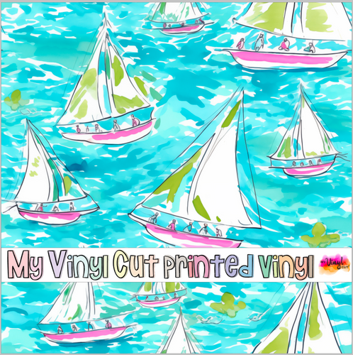 Printed Vinyl & HTV Sailboat D Pattern 12 x 12 inch sheet