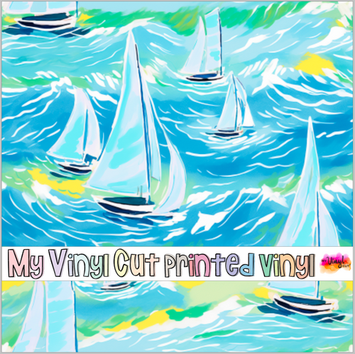 Printed Vinyl & HTV Sailboat H Pattern 12 x 12 inch sheet