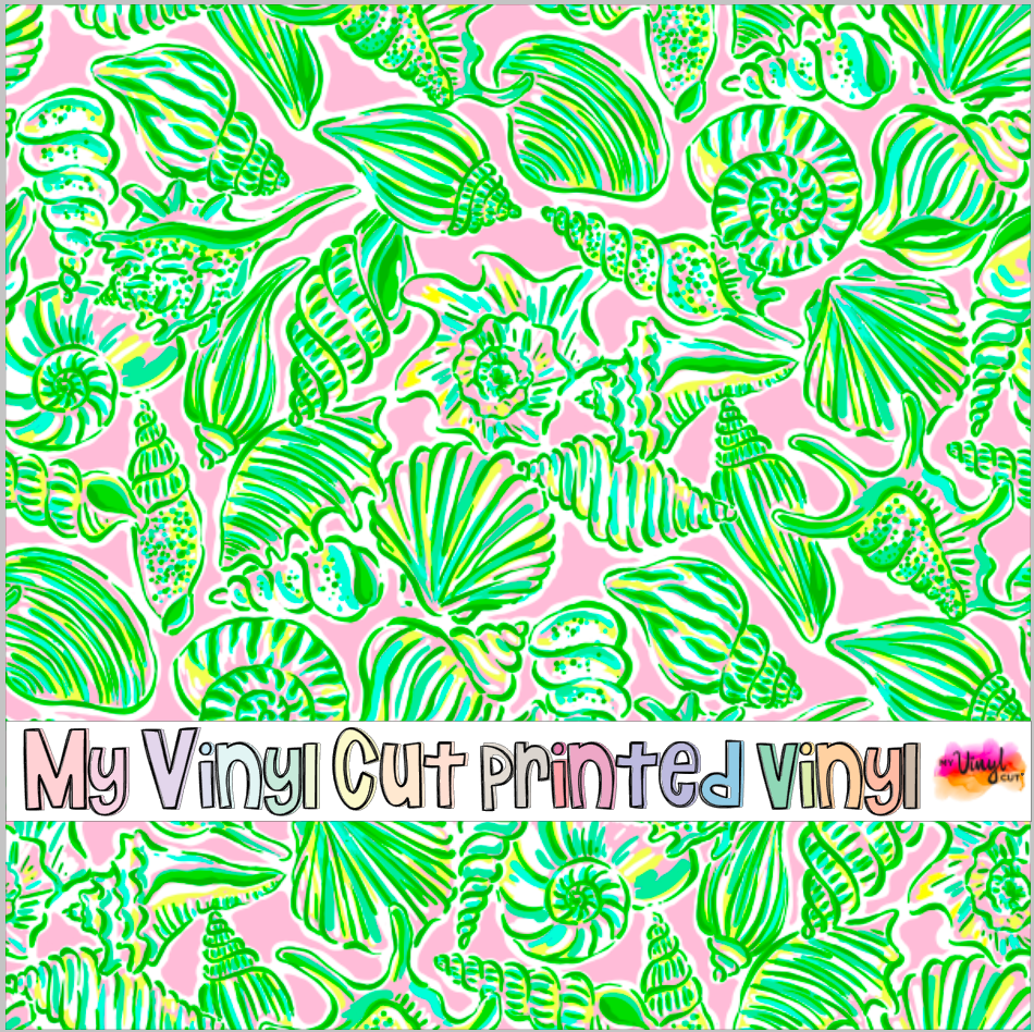 Printed Vinyl & HTV Seashelly Pink Pattern 12 x 12 inch sheet