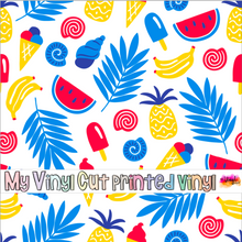 Load image into Gallery viewer, Printed Vinyl | Summer C | Permanent Removable Adhesive | Permanent Glitter Adhesive | HTV | Glitter HTV | 12 x 12 inches | ONE Sheet