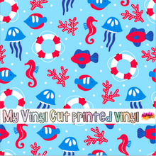 Load image into Gallery viewer, Printed Vinyl | Summer D | Permanent Removable Adhesive | Permanent Glitter Adhesive | HTV | Glitter HTV | 12 x 12 inches | ONE Sheet