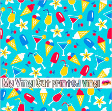 Load image into Gallery viewer, Printed Vinyl | Summer I | Permanent Removable Adhesive | Permanent Glitter Adhesive | HTV | Glitter HTV | 12 x 12 inches | ONE Sheet