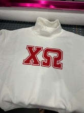 Load image into Gallery viewer, Mock Neck Sorority Greek Letters Oversized Cream Sweatshirt Chi Omega