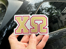 Load image into Gallery viewer, Chi Omega Greek Letters Sorority Refrigerator Magnet 4 x 2 inches