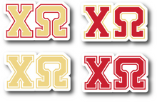 Load image into Gallery viewer, Sticker Sheet | Chi Omega | Set of 3 inch Sorority Greek Letters stickers 6 X 8
