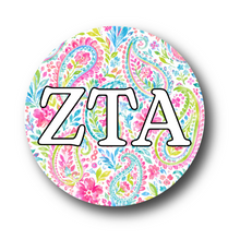 Load image into Gallery viewer, Zeta Tau Alpha Paisley2 Pin Back Button
