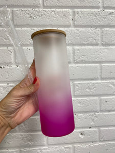 Drinkware 16 or 30 oz BLANK Clear, Frosted, Ombre Color Glass Soda Can Shaped Drinking Glass Coated for Sublimation