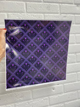 Load image into Gallery viewer, Printed Vinyl &amp; HTV Purple and Black Halloween Pattern